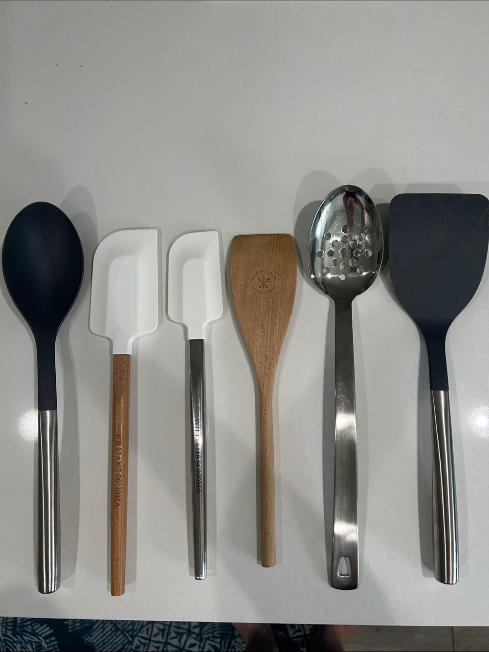 Williams Sonoma Wood & Stainless Kitchen Utensil Set - White, Natural Wood 6pc